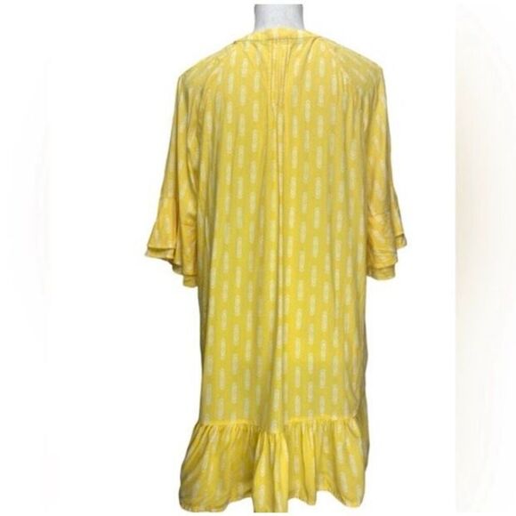 Matilda Jane Women's Yellow Chevron Ruffled Button Front Tunic Size Medium - Picture 5 of 6